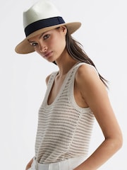 Reiss Blue Annie Colourblock Straw Hat - Image 2 of 4