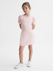 Reiss Pink Mimi Senior Pleated Sleeve Dress - Image 1 of 5