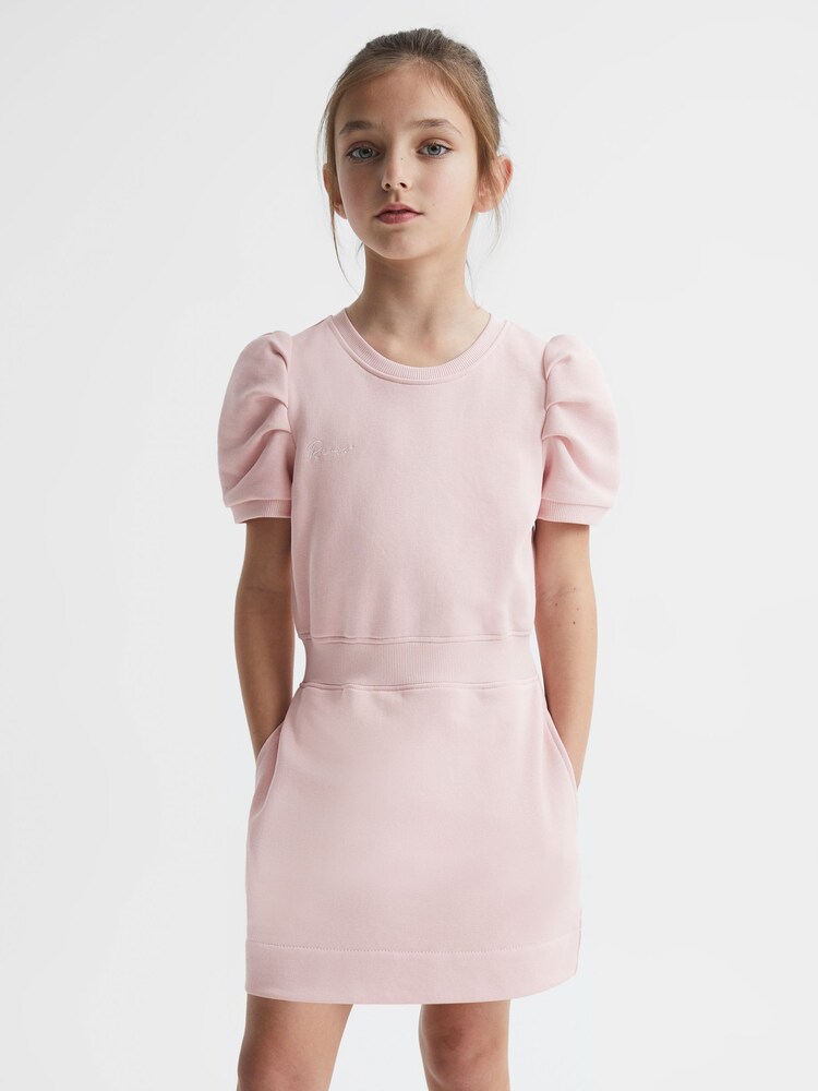 Reiss Pink Mimi 4-9 yrs Pleated Sleeve Dress - Image 1 of 6 Reiss Pink Mimi 4-9 yrs Pleated Sleeve Dress - Image 1 of 6