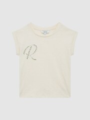Reiss Off White Tabby Junior Embellished T-Shirt - Image 2 of 6