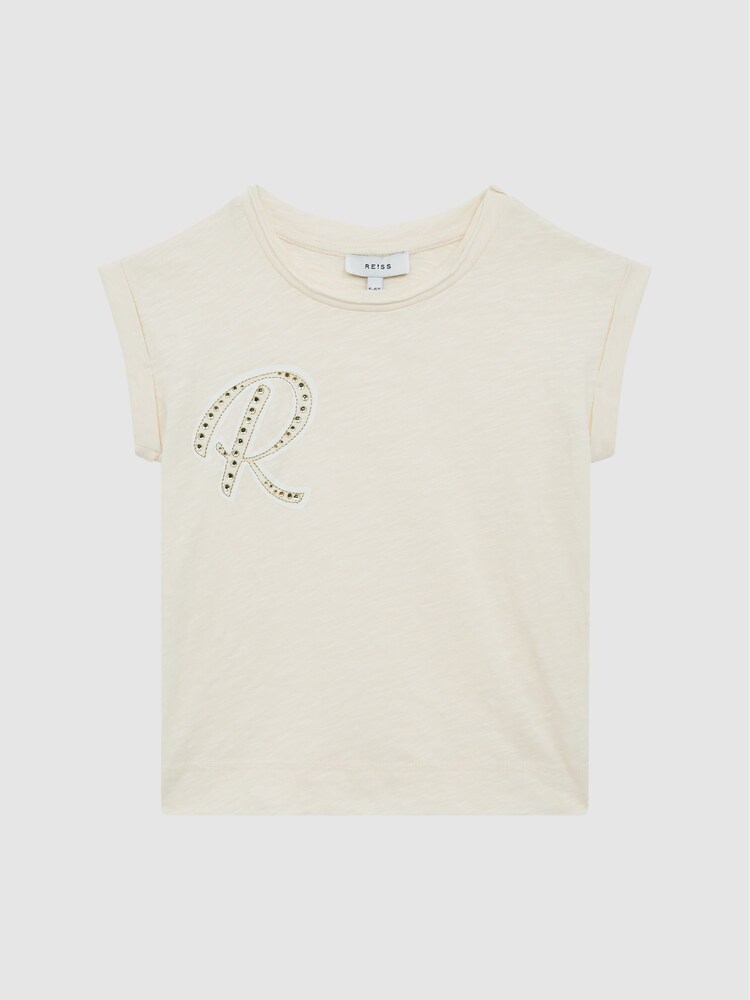 Reiss Off White Tabby Junior Embellished T-Shirt - Image 2 of 6