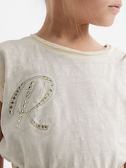 Reiss Off White Tabby Junior Embellished T-Shirt - Image 4 of 6