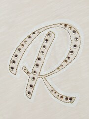 Reiss Off White Tabby Junior Embellished T-Shirt - Image 6 of 6