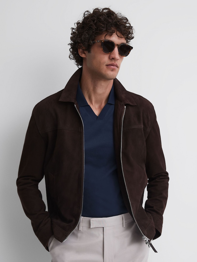 Reiss Blue Night Leeds Slim Fit Mercerised Cotton Polo Shirt - Image 1 of 5