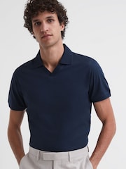 Reiss Blue Night Leeds Slim Fit Mercerised Cotton Polo Shirt - Image 3 of 5