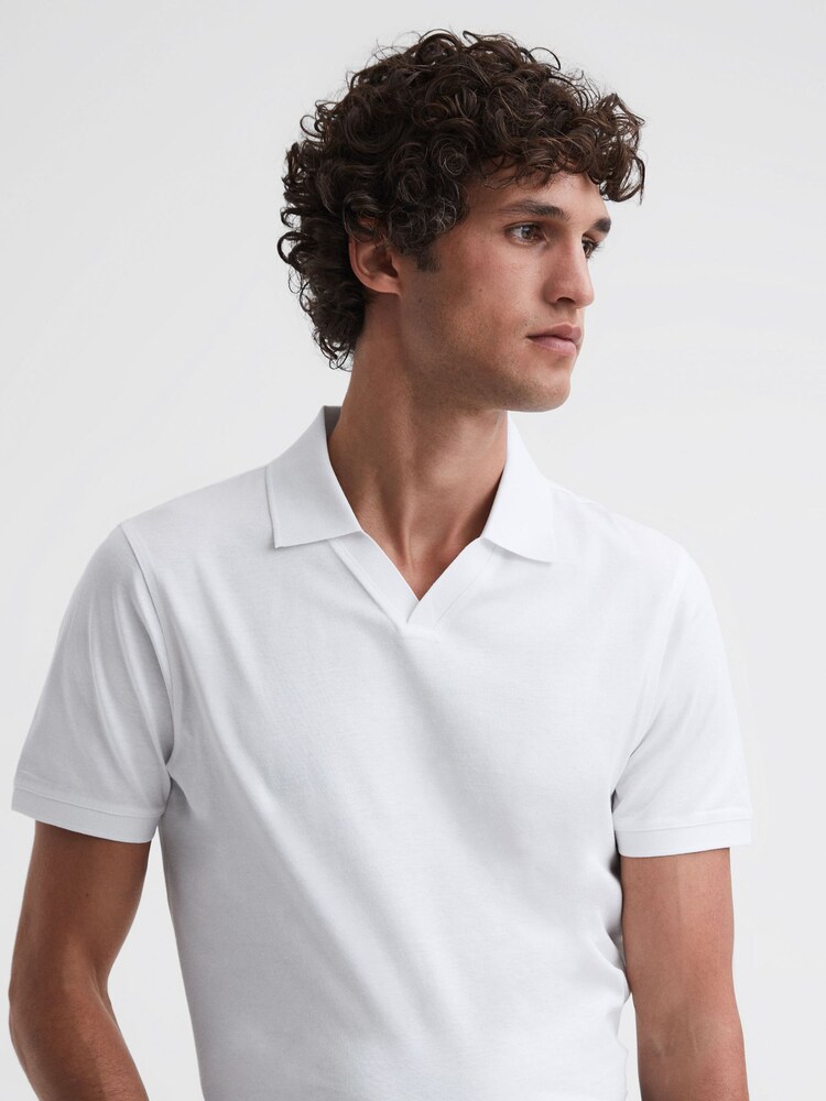 Reiss White Leeds Slim Fit Mercerised Cotton T-Shirt - Image 1 of 5