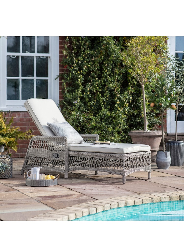Gallery Home Natural Garden Rahan Country Lounger Stone - Image 1 of 3