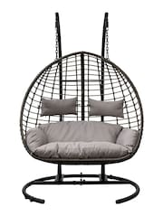 Gallery Home Grey Garden Navan 2 Seater Hanging Egg Chair - Image 1 of 3