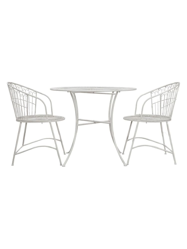 Gallery Home White Vanilla Garden Cavana 2 Seater Bistro Set - Image 4 of 4