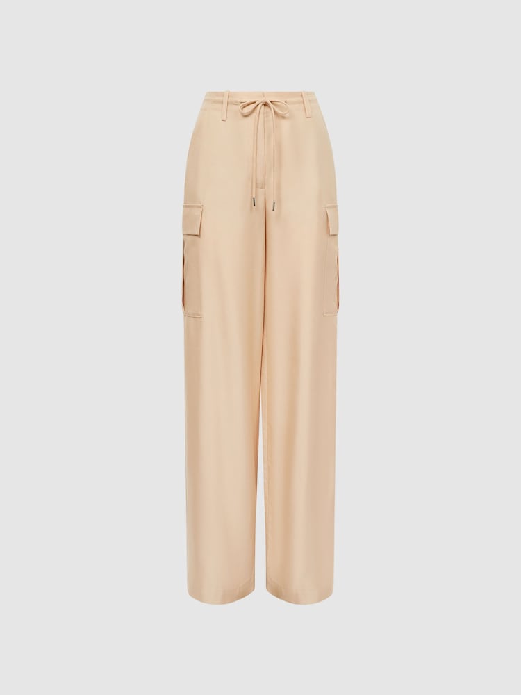 Reiss Neutral Sian Wide Leg Combat Trousers - Image 2 of 7