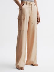 Reiss Neutral Sian Wide Leg Combat Trousers - Image 3 of 7