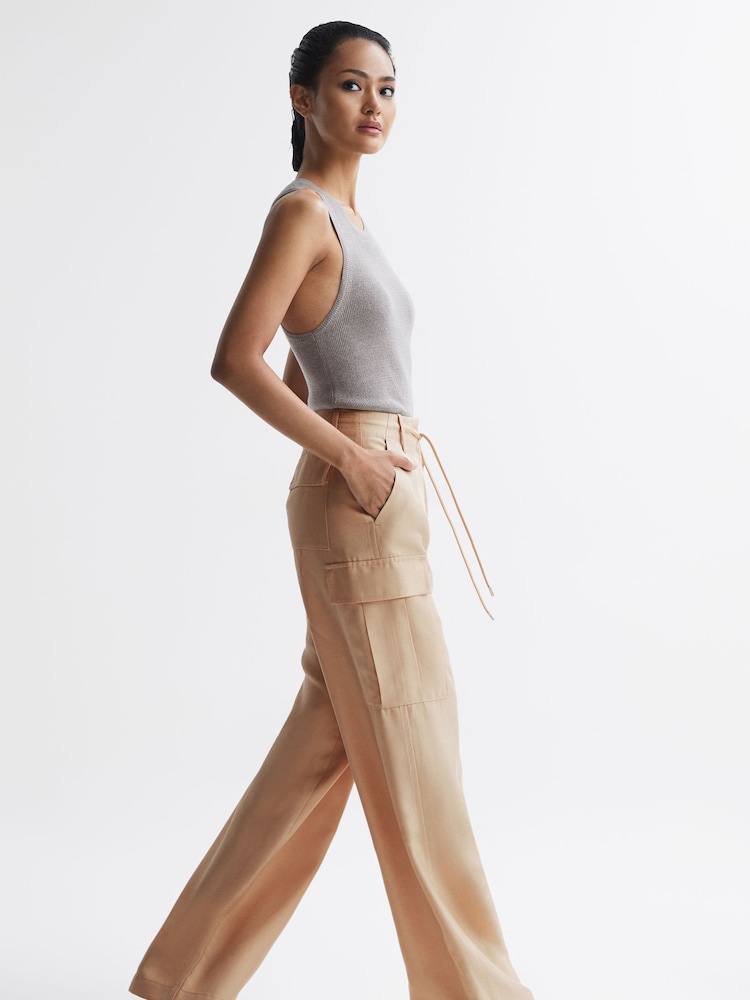 Reiss Neutral Sian Wide Leg Combat Trousers - Image 7 of 7 Reiss Neutral Sian Wide Leg Combat Trousers - Image 7 of 7