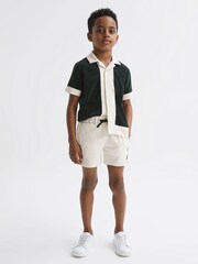 Reiss Ecru Fredericks Senior Towelling Drawstring Shorts - Image 1 of 6