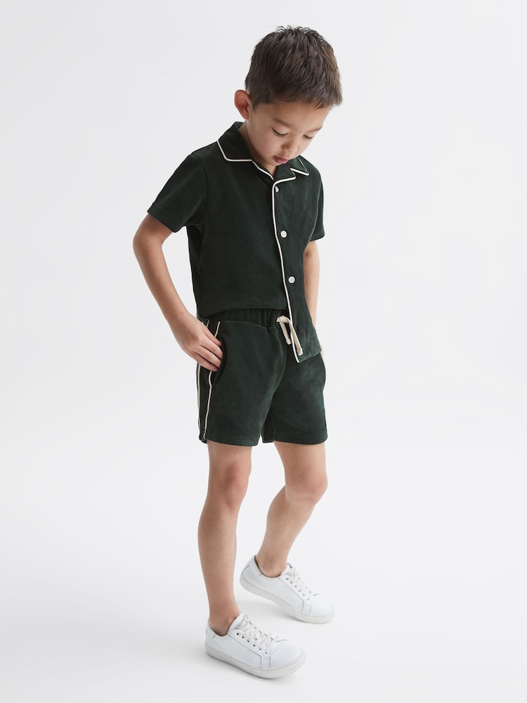 Reiss Green Fredericks Junior Towelling Drawstring Shorts - Image 1 of 6