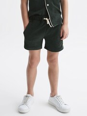 Reiss Green Fredericks Junior Towelling Drawstring Shorts - Image 3 of 6