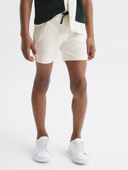 Reiss Ecru Fredericks 4-9 yrs Towelling Drawstring Shorts - Image 1 of 6