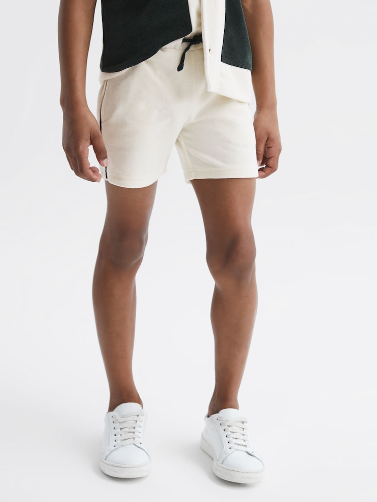 Reiss Ecru Fredericks 4-9 yrs Towelling Drawstring Shorts - Image 1 of 6