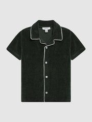Reiss Green Defoe Senior Towelling Cuban Collar Shirt - Image 2 of 6