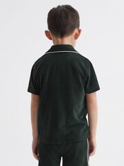 Reiss Green Defoe Senior Towelling Cuban Collar Shirt - Image 5 of 6