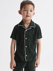 Reiss Green Defoe 4-9 yrs Towelling Cuban Collar Shirt - Image 1 of 6
