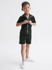 Reiss Green Defoe 4-9 yrs Towelling Cuban Collar Shirt - Image 3 of 6
