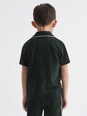 Reiss Green Defoe 4-9 yrs Towelling Cuban Collar Shirt - Image 5 of 6