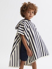 Reiss Blue Stripe Ray Hooded Sleeveless Poncho Towel - Image 3 of 6