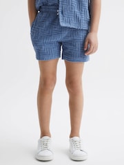 Reiss Airforce Blue Miami Senior Terry Towelling Shorts - Image 1 of 6