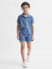 Reiss Airforce Blue Miami Senior Terry Towelling Shorts - Image 3 of 6