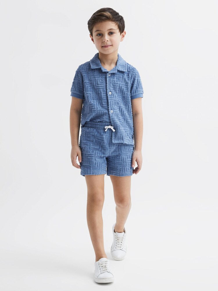 Reiss Airforce Blue Miami Senior Terry Towelling Shorts - Image 3 of 6