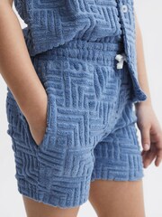Reiss Airforce Blue Miami Senior Terry Towelling Shorts - Image 4 of 6