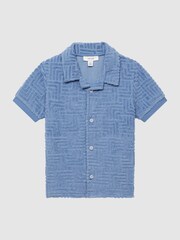 Reiss Airforce Blue Algarve Senior Terry Towelling Shirt - Image 2 of 6
