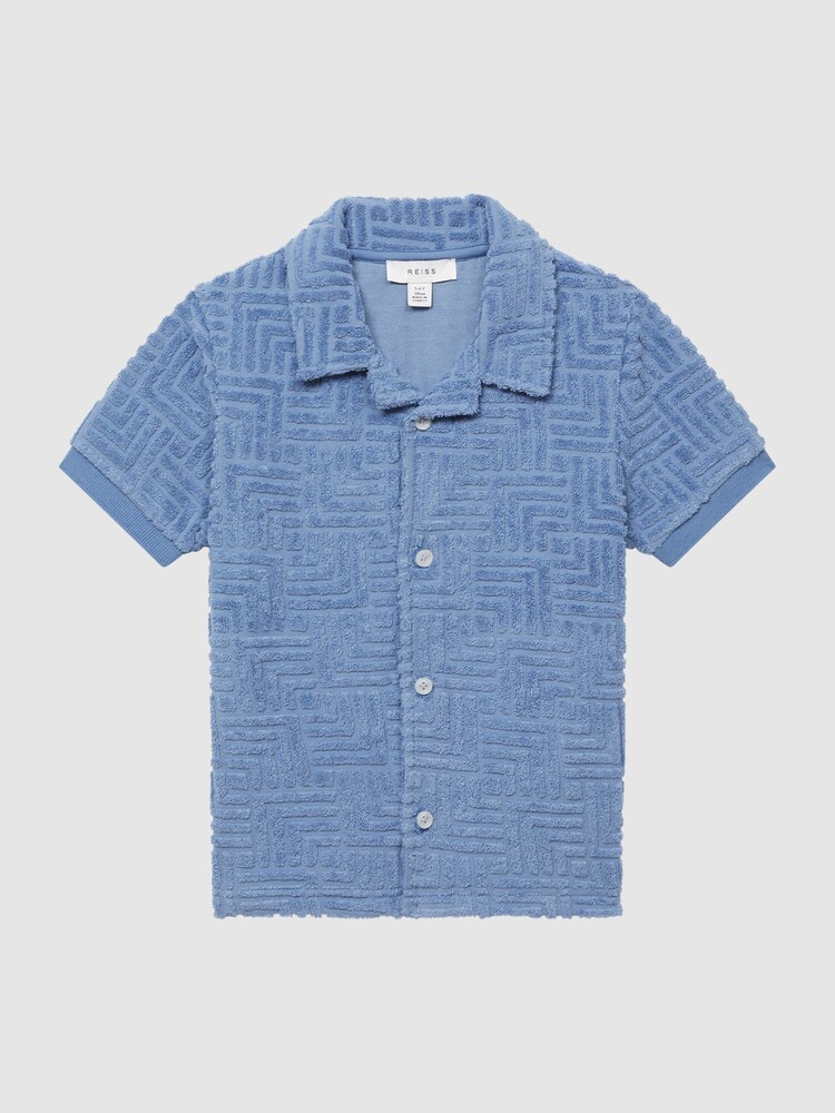 Reiss Airforce Blue Algarve Senior Terry Towelling Shirt - Image 2 of 6