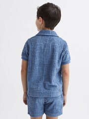 Reiss Airforce Blue Algarve Senior Terry Towelling Shirt - Image 5 of 6
