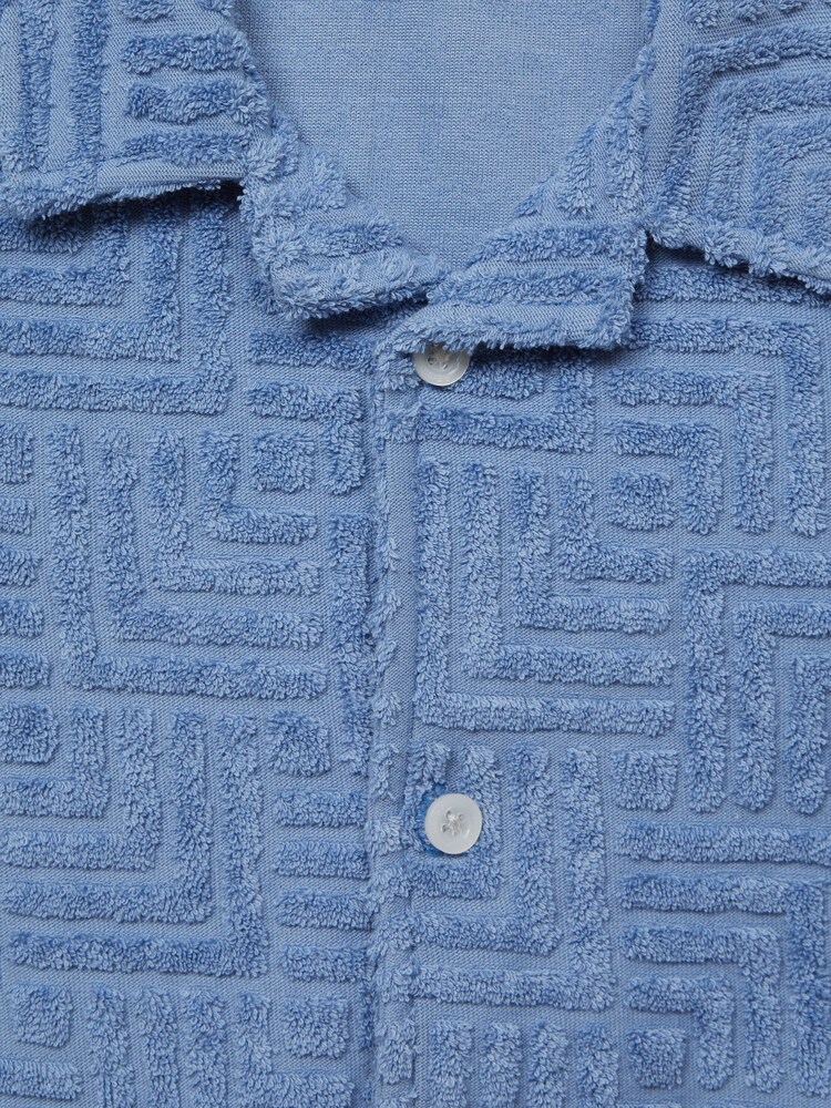 Reiss Airforce Blue Algarve Senior Terry Towelling Shirt - Image 6 of 6