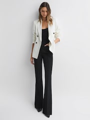 Reiss Black Dylan Petite Flared High Rise Trousers - Image 1 of 6