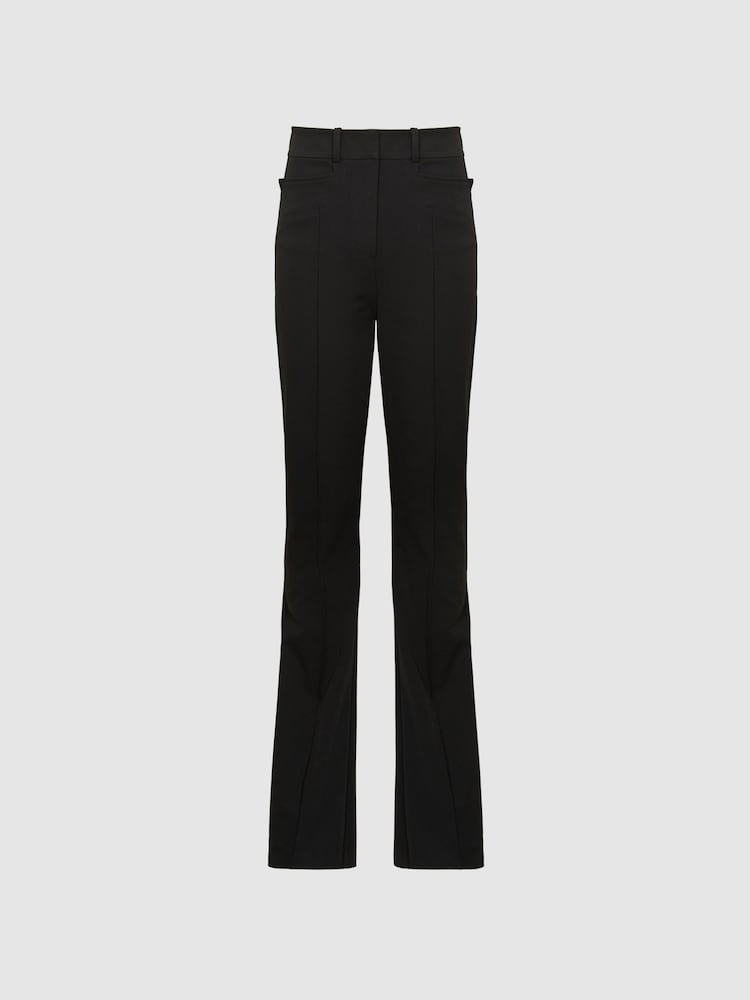 Reiss Black Dylan Petite Flared High Rise Trousers - Image 2 of 6