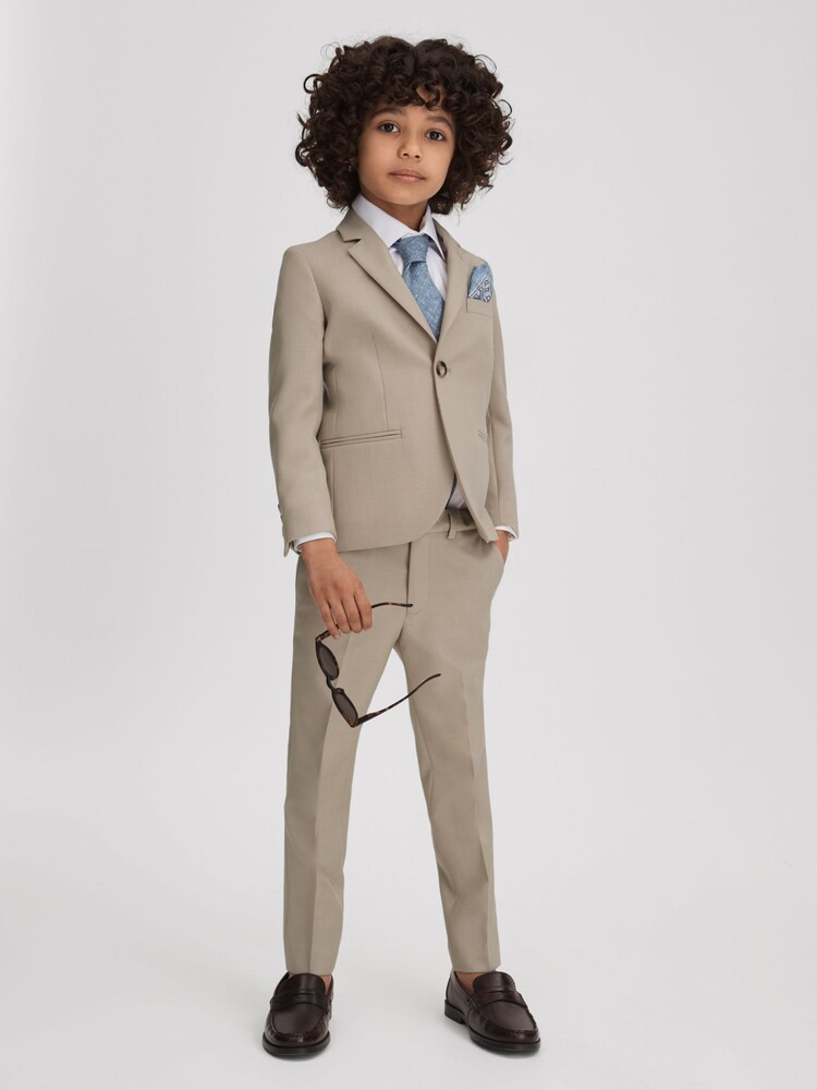 Reiss Stone Fine 4-9 yrs Cotton Single-Breasted Blazer - Image 1 of 4