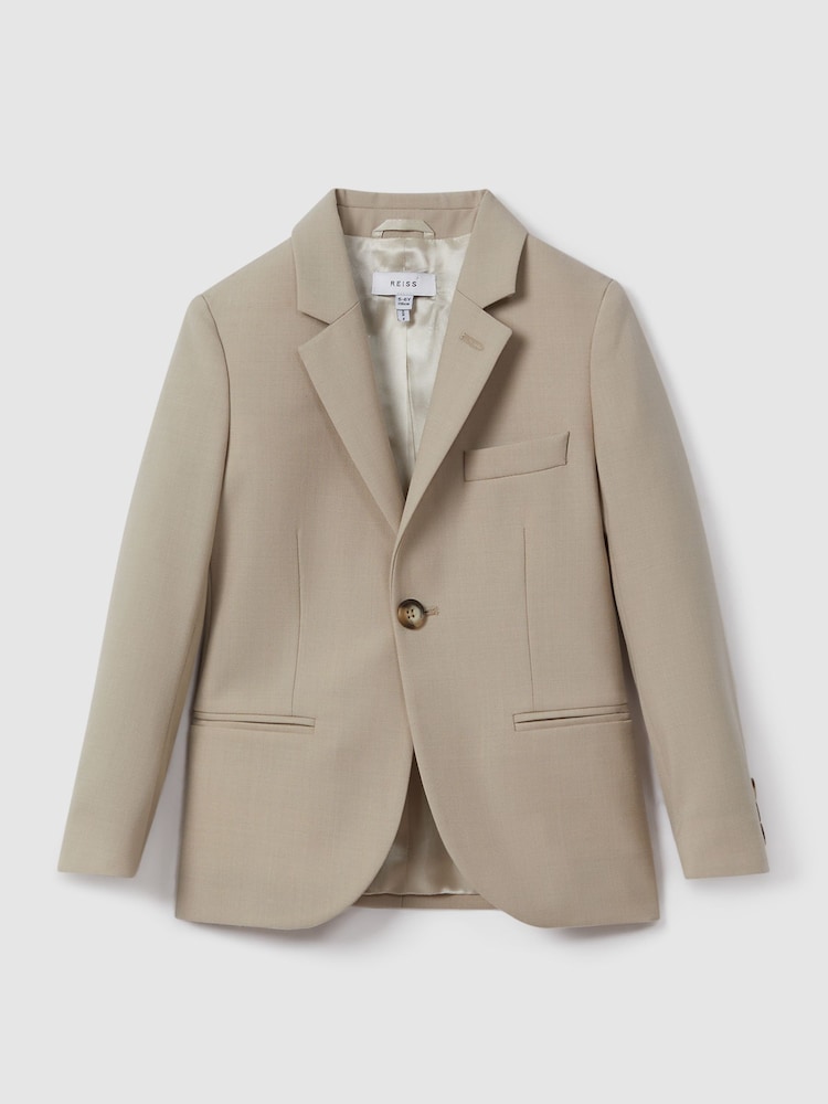 Reiss Stone Fine 4-9 yrs Cotton Single-Breasted Blazer - Image 2 of 4