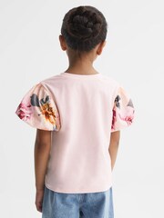 Reiss Ivory Amira Floral Print Puff Sleeve T-Shirt - Image 5 of 6