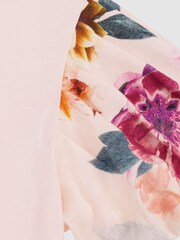 Reiss Ivory Amira Floral Print Puff Sleeve T-Shirt - Image 6 of 6