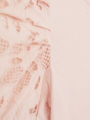 Reiss Pink Alberta Junior Floral Lace Puff Sleeve T-Shirt - Image 6 of 6