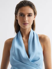 Top scurt din amestec de in cu guler Cu spatele gol Reiss Hollie - Imaginea 4 din 6