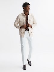 Reiss Ecru Normanby Button Through Long Sleeve Cotton Overshirt - Image 3 of 4