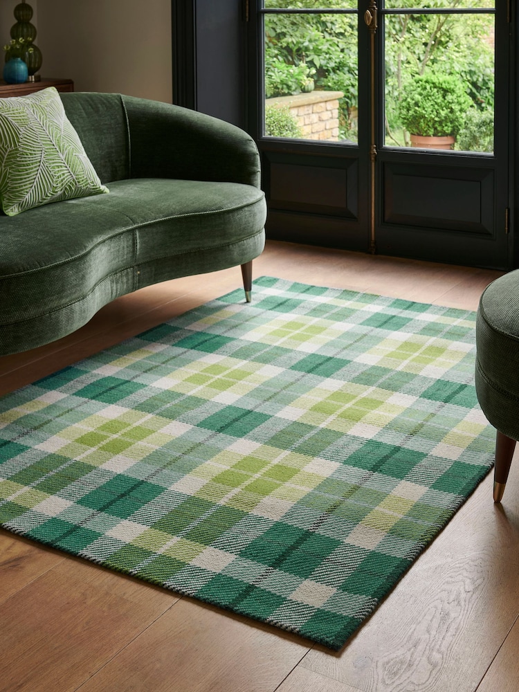 Nina Campbell Green Tartan Rug - Image 1 of 5