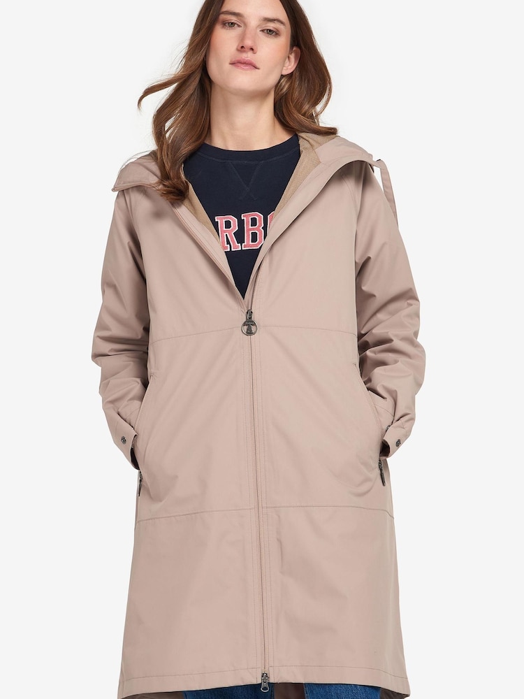 Barbour® Dusty Pink Ezili Waterproof Longline Coat - Image 1 of 6