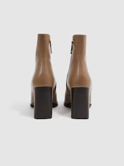 Reiss Camel Casey Square Toe Block Heel Boots - Image 4 of 5