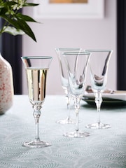 Nina Campbell Set of 4 Green Rim Meadow Champagne Flute Glasses - Image 1 of 5