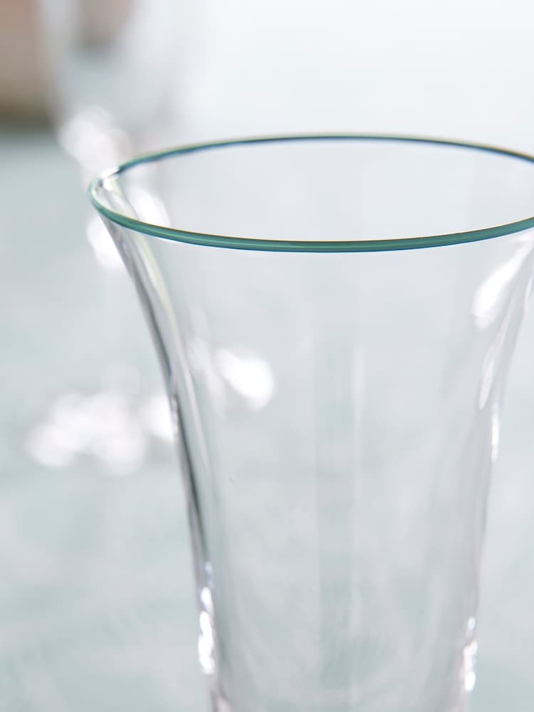 Nina Campbell Set of 4 Green Rim Meadow Champagne Flute Glasses - Image 2 of 5