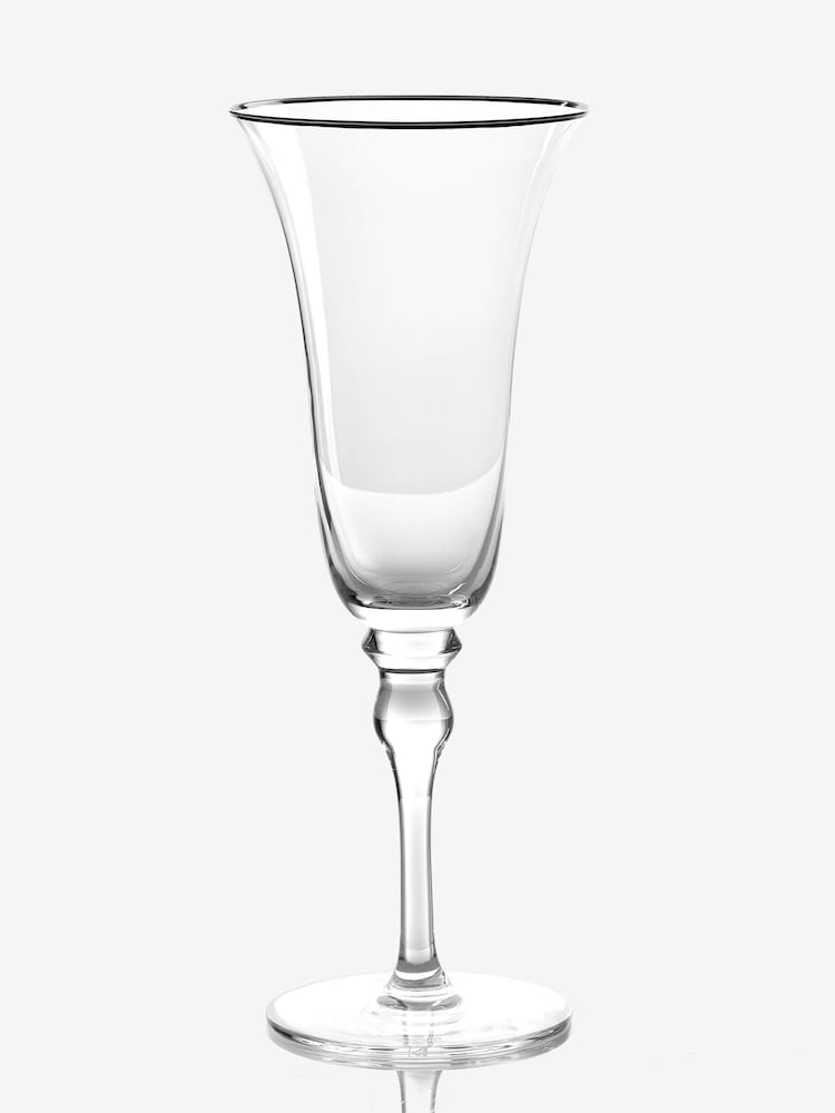 Nina Campbell Set of 4 Green Rim Meadow Champagne Flute Glasses - Image 5 of 5